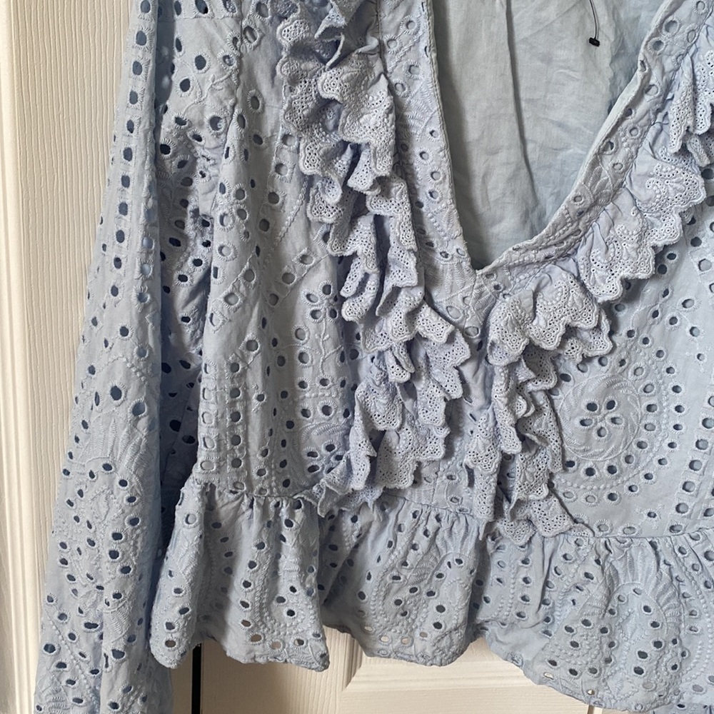 Express Ruffle Front Eyelet Crop - image 3